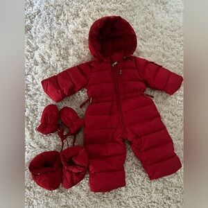 Red snowsuit for baby’s
